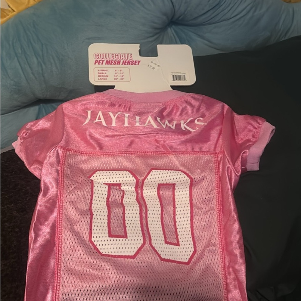 KU pink dog jersey size lg brand new